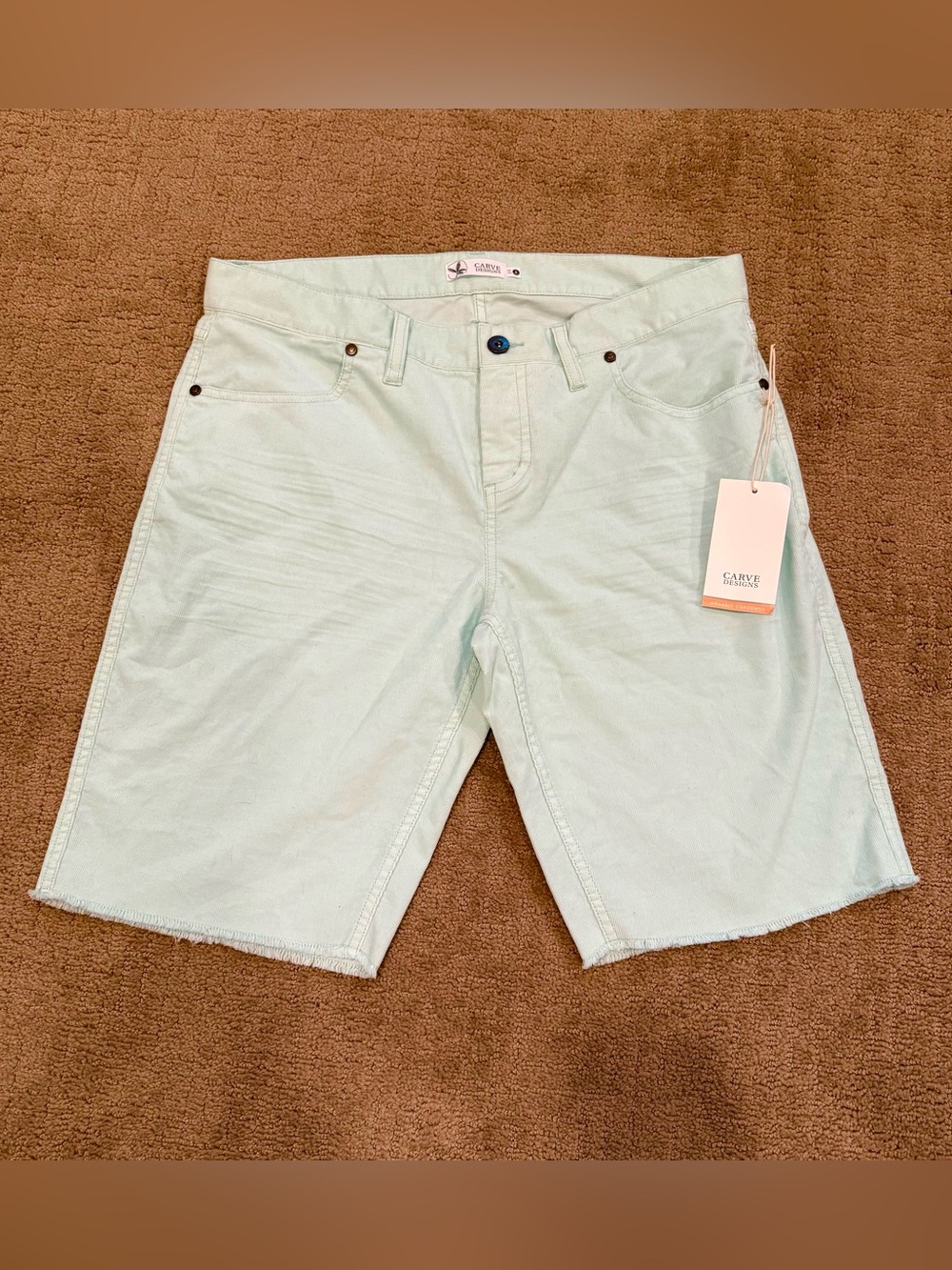 NWT Carve Designs OAHU 10" SHORT corduroy frayed hem cut offs women's Sz 8 Green